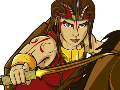 Scythian Wonder Woman comic hero illustration vector