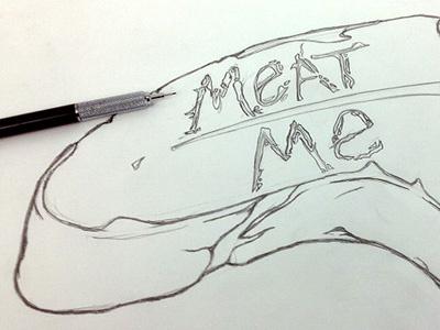 Meat Me illustrated type illustration wip