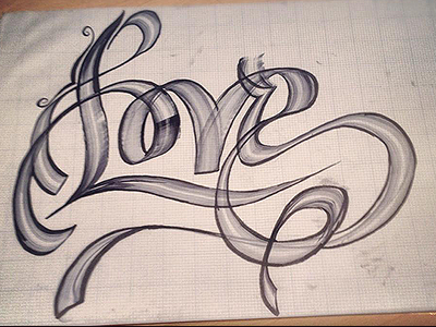 Love Script lettering love marker ornamental sketch typography