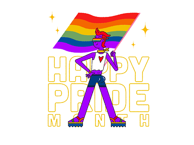 HAPPY PRIDE MONTH character color denver design flag gay glasses happy heart illustration june month pride sandals starts