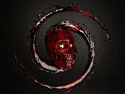 CIRCLE OF LIFE blood cinema4d circle eyes gold liquid red redshif render skull water