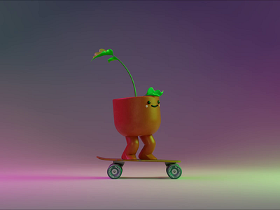 My Little Project 3d animation art character cinema4d cute maxon plant pot redshift skate