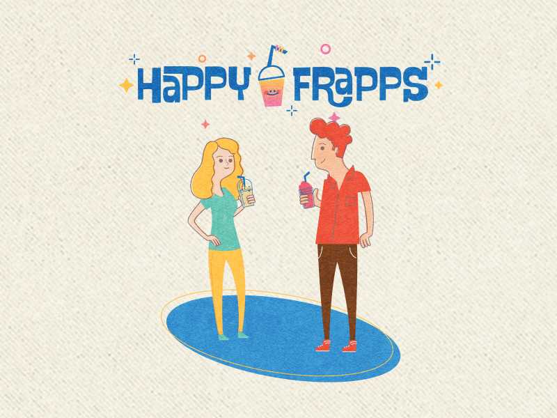 HAPPY FRAPPS 70s blonde boy coffee frapps ginger girl happiness happy sparks