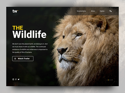 Wildlife - Web Hero design landing page ui web design web tv wildlife