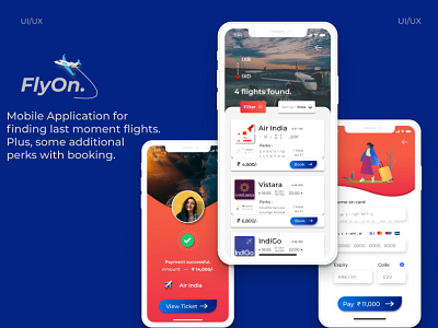 FlyOn - Airline booking app UI airline airline booking flight flight app flight booking flight ticket holidays journey minimal mobile mobile ui payment ticket ui travel traveling
