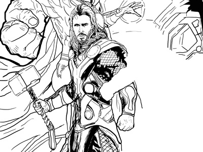 WIP Avengers 2 avenger design doodle dribbble illustration marvel thor