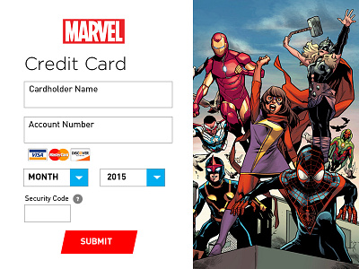 Daily UI Day 002 002 avengers credit card daily design marvel spider man ui web