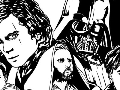 Star Wars Destiny WIP anakin dart vader illustration inking kenobi star wars vector