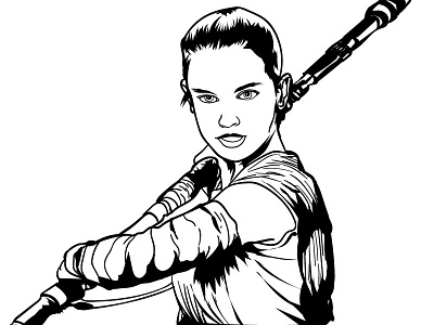 Rey- Day 003 12 days awakens force illustration rey star wars vector