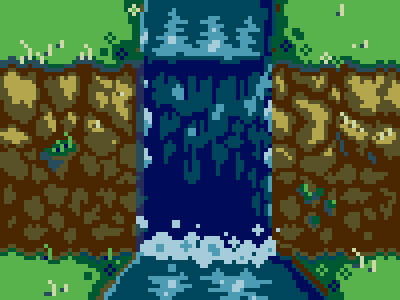 Waterfall 16 bit 16bit 8 bit 8bit game pixel tile tiles videogame waterfall