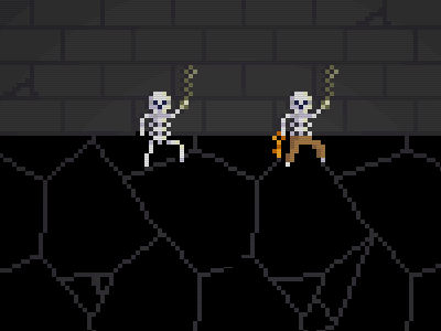 [Anim] Bone Heads Hanging Out 16-bit 16bit 8-bit 8bit animated art dungeon game gif pixel skeleton videogame