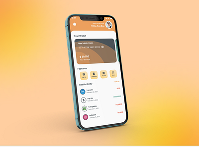 #Exploration - E-Wallet App app branding brown design mobile mockup ui ux