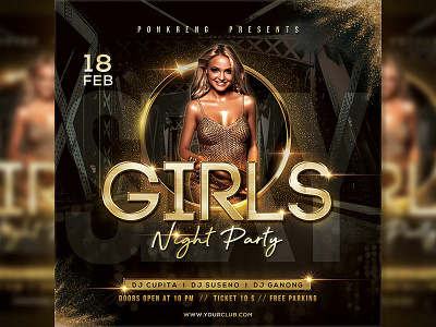 Girls Night Party afterparty black bottle bottles champagne cheetah classy dedy sw eve flyer fur girl girls girls night glamour glitter gold heart ladies ladies night
