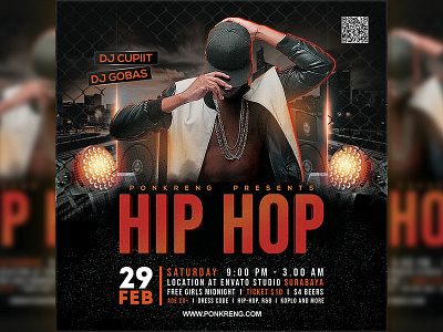 Hip hop flyer alternative band black club concert dance design disco dj dj flyer dubstep electro electronic event fest festival flyer hiphop music night