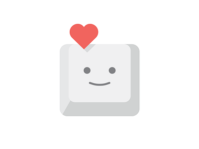 Smiling button button computer flat grey heart key love simple simplified smile