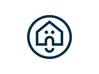 Öbergen Bygg face head house icon illustration logo monochrome round simple simplified smile smiley