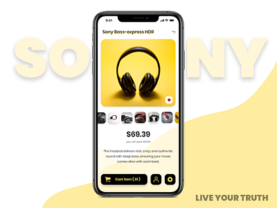 Ecommerce Application Design android app design app design design ecommerce app ecommerce design headphones mobile app design sony ui design uiux yellow