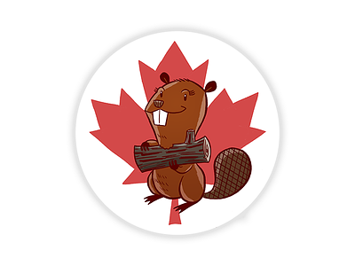 O Canada Small beaver canada illustration log mapleleaf stickermule