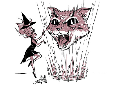 Drawlloween2017 10-2 cat drawlloween halloween spells summoning witch