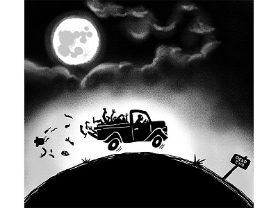 Drawlloween2017 10-5 bodyparts deadend drawlloween halloween moon pickup truck