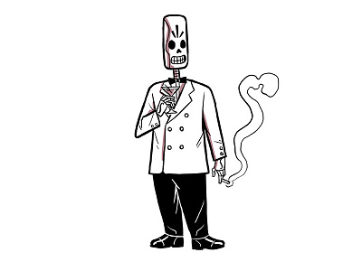 Drawlloween2017 10-6 diadelasmuertos drawlloween grimfandango halloween mannycalavera skeleton