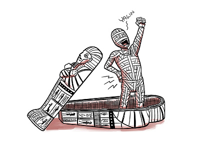 Drawlloween2017 10-26 backache drawlloween halloween morning mummy sarcophagus yawn