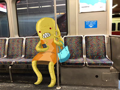 Commute Creature 1 alewife bored cambridge creature illustration mbta mondays morningcommute phone redline subway