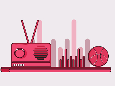 dribble radio design flat illustration vector