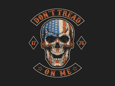 Don't Tread On Me 4 july akhzart american skull apparel design army badge band merch brand clothing dont tread on me graphic design illustration merch military skull veteran