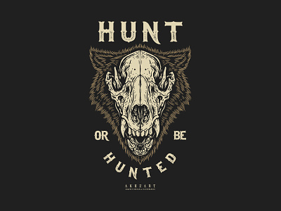 The Hunter akhzart animal apparel design band merch brand clothing design deathcore graphic design hardcore hunter illustration nature predator rock merch skull wild life wolf