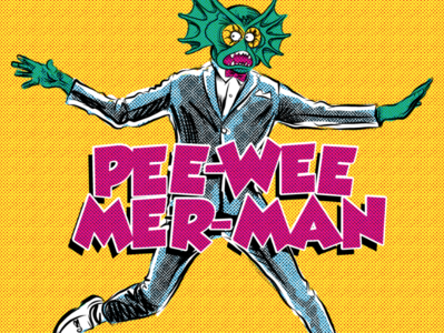 Pee Wee Mer Man halftone illustration masters of the universe mer man pee wee pee wee herman vector