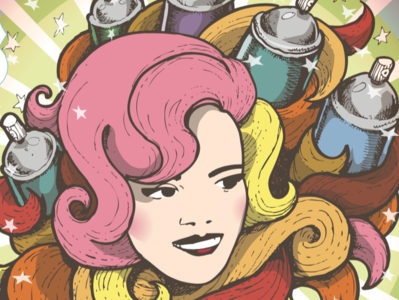 Detail of "Hairspray" poster community playhouse digital hairspray illustration pen and ink poster