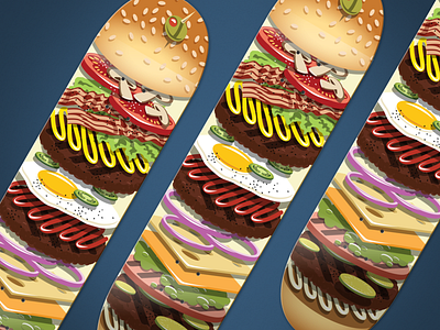 Super Burger Skateboard Design burger cheeseburger illustration skateboard vector