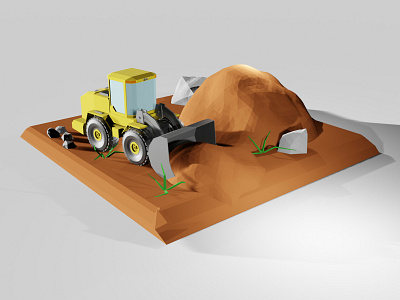 Lowpoly Construction Loader Vehicle blender design illustration