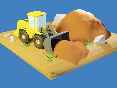 Lowpoly Construction Loader Vehicle blender illustration vehicle