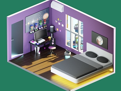 Lowpoly Room in Blender (Who lives in this room?) 3d 3d art 3d artist blender character design futurama illustration lowpoly lowpolyart lowpolygon