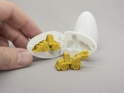 3D Printable Surprise Egg - #3 Tiny Wheel Loader 3d 3d printing print in place stocking stuffers surprise egg toy