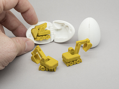 3D Printable Surprise Egg - #4 Tiny Excavator 3d