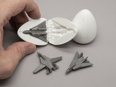 3D Printable Surprise Egg - #6 Tiny Jet Fighter 3d 3d print articulated print in place surprise egg