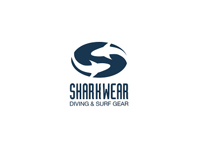 Sharkwear diving logo negative space sharks surfing