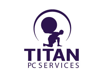 Titan PC Services logo atlas logo purple technology titan