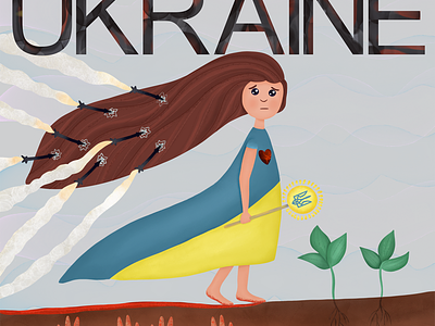 Pain. Ukraine 2022 art collection crypto girl graphic design illustraion nft nft collection pain photoshop procreate rocket sky sun ukraine war