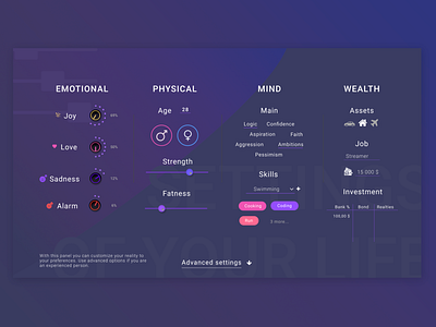 The settings panel of your life dailyui dailyui 07 design figma ui web