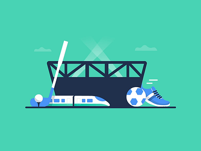Summer Campaign - Sports animation branding futbol golf illustration marketing social media sport stadium train