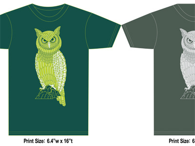 Owl Mock Up illustration screenprinting