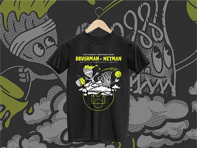 Brushman & Netman Tshirt basketball design illustration screenprinting tshirt