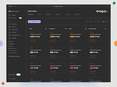 Task Management Dashboard (Board Dark)