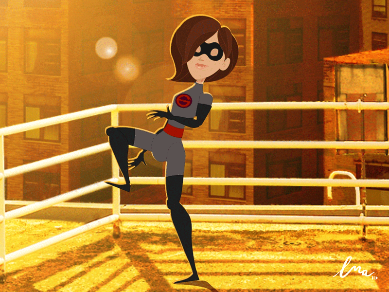 Elastigirl Incredibles 2 character animation 2d animation 2dcharacter aftereffects animation character character animation characterdesign elastigirl illustration incredibles motion design