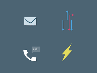 System Icons email flash lightning networks telephone voip