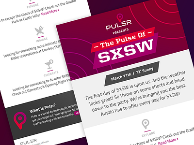 Pulsr - Pulse of SXSW Daily e-mail atx austin celebrate drink eat email email design explore food newsletter pulsr sxsw